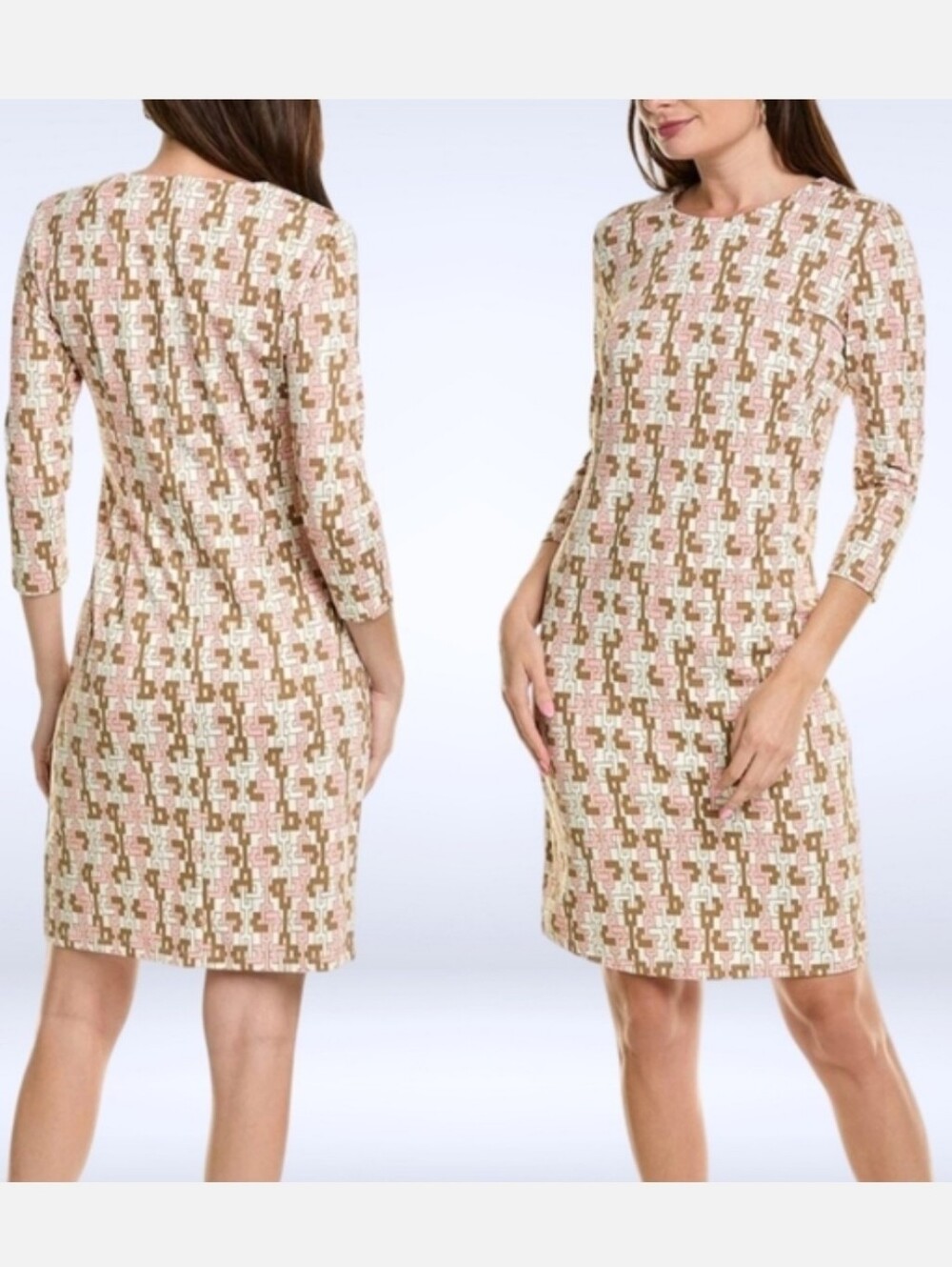 J. McLaughlin Sophia Midi Dress Peach Islet Link Print Catalina Cloth Size M